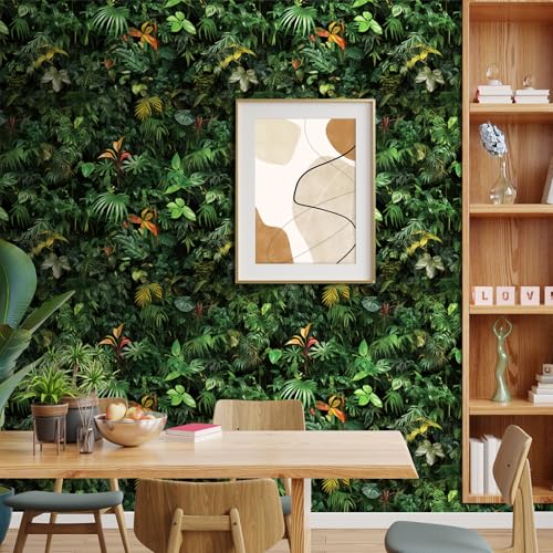 Papel tapiz botánico oscuro de 17.5" x 10' para pared de selva 7