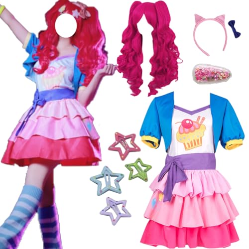 Hauioe Pinkie Pie Costume Pink Suit Dress Women With Wig