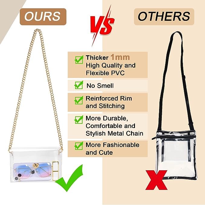 Clear Bag for Stadium Events Approved - Clear Purse for Women Stadium Crossbody - Small Transparent Plastic Concert Bag4