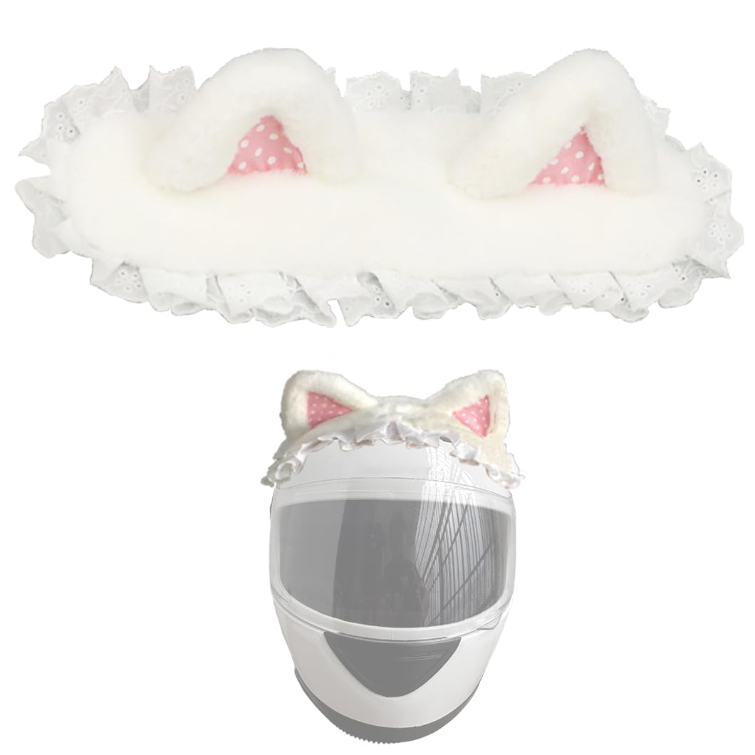 Helmet Cat Ears Cute Helmet Horns Helmet Ears Helmet Accessories for Ski Motorcycle Snowboard Helmet Kids Adults White