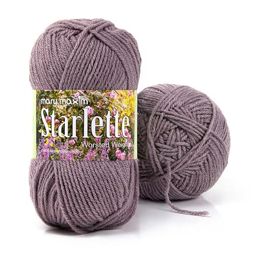 Mary Maxim Starlette Yarn, Soft Acrylic Yarn, 3.5 OZ 180 Yards Pale Plum