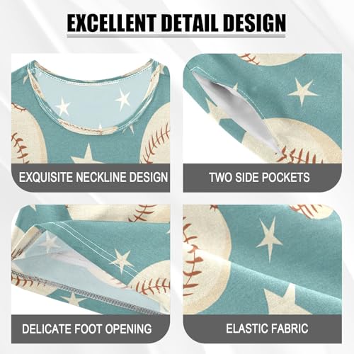 senya Short Sleeve Pajamas Sets Summer Cotton Sleepwear Turquoise Stars Baseball4