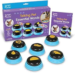 Hunger for Words Talking Pet Essential Words - 6 Piece Set Pre-Recorded Speech Buttons for Dogs, Dog Buttons for Communication, multi
