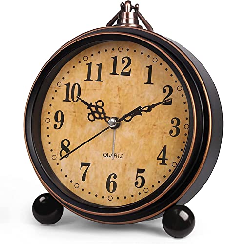 Königswerk Vintage Analog Alarm Clock, 5.25 Inch Small Silent Desk Clock With Night Light, Battery Operated For Table, Bedroom, Bedside, Living Room, Room Decor (Classic) #TOP1