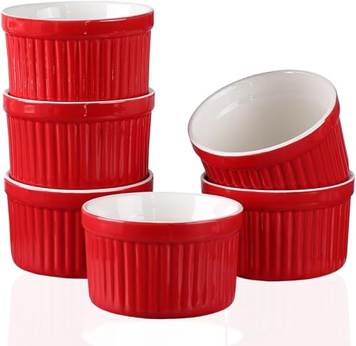 YAZYLIFE Ramekins de 4 onzas, moldes de crema brulee y platos de soufflé, cuencos de porcelana aptos para horno, tazas de pudín, cuenco para