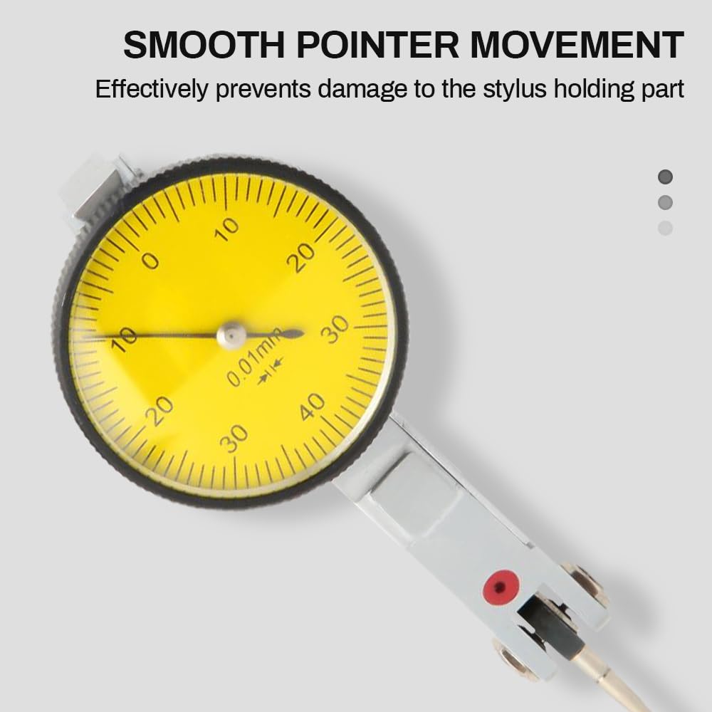 Indicatore di Test del Quadrante, Calibro DTI 0-0,8 mm, Precisione 0,01 mm per Misurazioni ad Alta Precisione con Regolazione a 240°, Design Completamente Chiuso