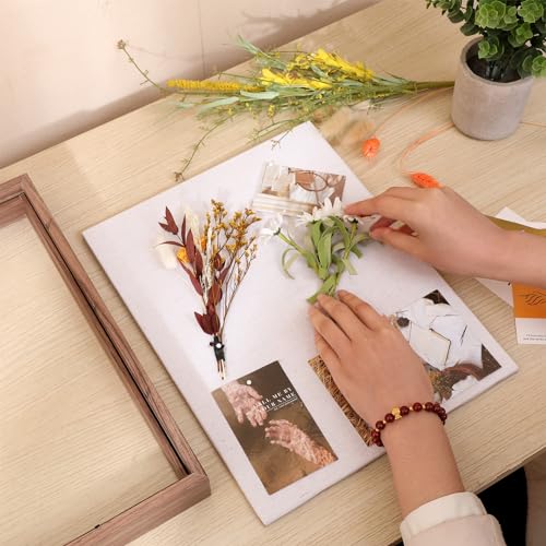Image of Muzilife 11x14 Shadow Box Picture Frame with Linen Board - Deep Wood & Glass Display Rustic Case Ready to Hang Memorabilia, Pins, Awards, Medals, Wedding, Tickets, and Photos, Brown