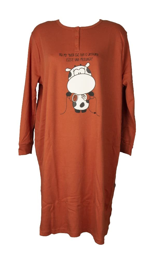 CRAZY FARM camisón de Mujer sobre Talla grande algodón Interlock Invierno Cuello tunecino artículo 15787, 2487 Prolunga Orange, XXL