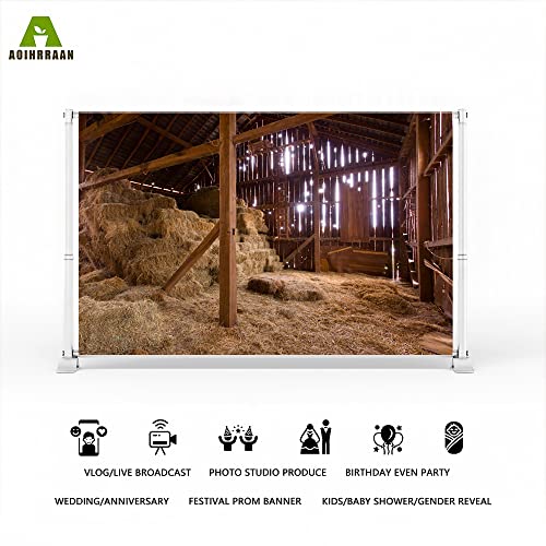Aoihrraan 3x2,5m Western Barn Backdrop Shabby Wild West Wooden Storehouse Grain House Photography Background Cowboy Themed Party Decoration Girls Boys Adults Artistic Portrait Photo Studio Props - Image 2