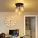 3-Lights Boho Light Fixtures Ceiling Mount, Farmhouse Rattan Chandelier, Hand Woven Cage Shade Semi Flush Mount Ceiling Lights for Bedroom Foyer Entryway Kitchen, Hallway Rattan Light Fixtures Ceiling