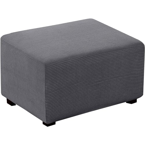 Funda gris para sillón, funda protectora para taburetes, otomana, rectangular, elegante, tela de fácil cuidado