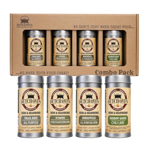 Dutch Oven Seafood Special Variety Spice Pack - 4-Pack Seafood Seasoning Collection - Homestead, Narrow Gauge, Wyoming, Trail Dust - BBQ Rub for Fish, Shrimp, Crab, Grilling, Smoking & Cooking