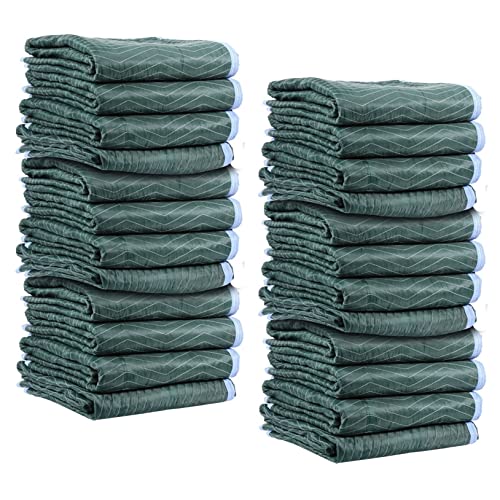 US Cargo Control Multi Mover Moving Blankets - 80 Inches Long By 72 Inches Wide - Strong and Durable Blue/Green Polyester Material - Protect Valuables During A Move Or While In Storage - 24 Pack