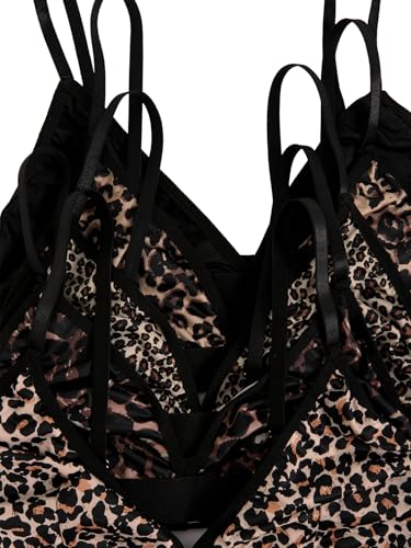 Image of BEAUDRM Women's 5 Sets Matching Bra and Panty Set Polka Dots Print Lingerie Set Triangle Bralettes and Low Rise Thong Set