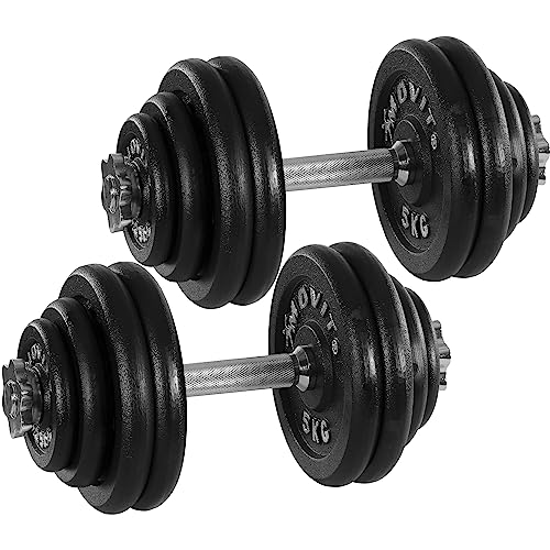 MOVIT® Kurzhantel PRO Set, Gusseisen Hantel, 2x 30kg, Stange 30mm...