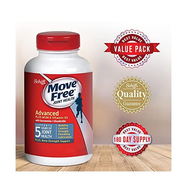 Move Free Advanced Glucosamine Chondroitin MSM + Vitamin D3 Joint Support Supplement, Supports Mobility Comfort Strength Flexibility & Bone + Immune Health - Tablet, 3x120ct Bottles (120 servings)*