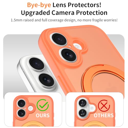 Image of Magnetic Case for iPhone 17 with Magnetic Ring Stand, [Compatible with Magsafe] [Military Grade Drop Protection] Shockproof Phone Cover for iPhone 17 Full Camera Protection 6.3 inch Orange