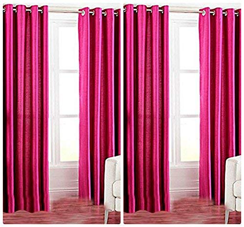 Exporthub Plain 4 Piece Eyelet Polyester Window Curtain Set - 6ft, Dark Pink