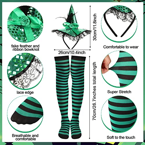 Jagely 3 Pieces Halloween Witch Costume For Women, Striped Thigh High Socks Curly Wig Halloween Witch Sequins Headband For Cosplay thumb #2