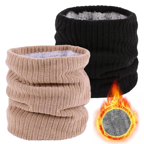 Image of Winter Fleece Neck Warmer Mens Ski Mask Face Warmer Neck Gaiter Neck Scarf Women Thick Windproof 2 Pack