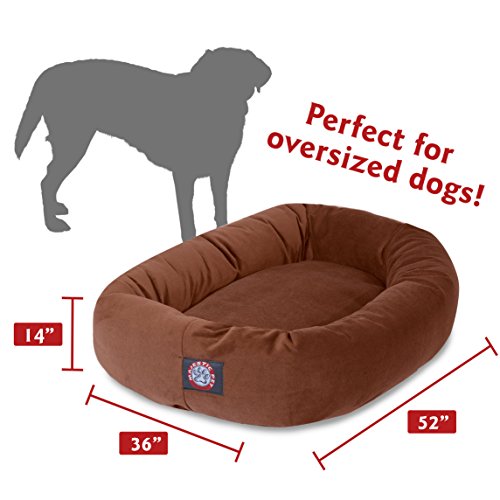 Image of Majestic Pet Suede Shredded Memory Foam Mix Calming Dog Bed Washable - Cozy Soft Round Dog Bed with Spine for Head Support - Fluffy Donut Dog Bed, 52 Inch, Rust