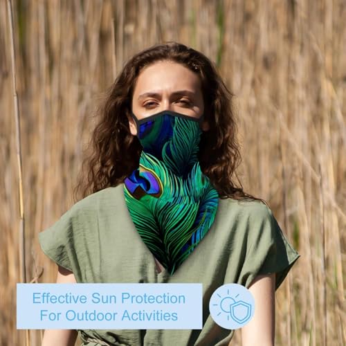 4 Pack Peacock Feather Neck Gaiter, Cooling Breathable Face Mask UV Protection Scarf Hiking Bandana for Men/Women3
