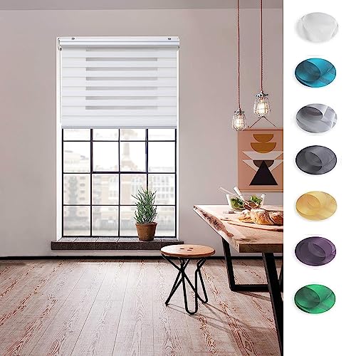 Estor opaco con aislamiento térmico, 105 x 150 cm, tela impermeable con protección UV, accesorios de instalación incluidos, ideal para ventanas de oficina en casa, color blanco