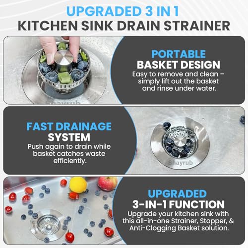 Colador para fregadero de cocina 3 en 1 de acero inoxidable miniatura 4