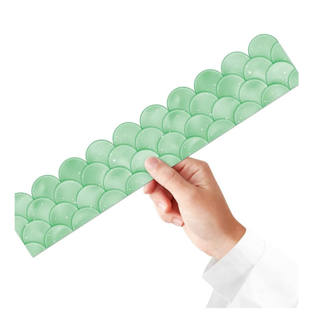 Idhadkc 20M Ombre Green Scallops Bulletin Board Borders Rainbow Straight Borders Classroom or Home School Decoration - Image 3