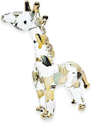 Miniatura 15 de WitnyStore Pequeña figura de jirafa marrón de 3 pulgadas con aspecto de pie – Miniatura soplada a mano pintada jirafas de vidrio pintado a mano