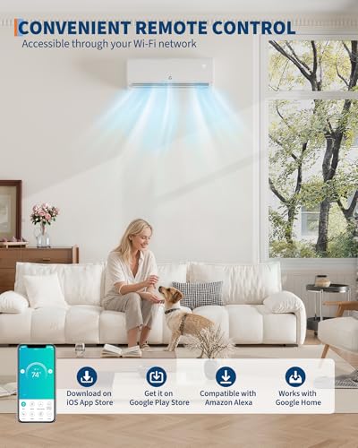 Image of Garvee 11500 BTU Mini Split AC /Heating System, 115V WIFI Enabled Energy Efficient Mini Split Unit,Wall-Mounted Split Air Conditioner,Cools Up to 750 Sq.Ft, Heat Pump & Installation Kits