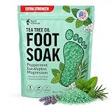 Tea Tree Oil Foot Soak with Epsom Salt - Pedicure Foot Soaking Salts for Dry Cracked Heels, Calluses & Smelly Feet - Epsom Salt for Feet, Foot Bath Soak & Foot Spa - Made in USA, 16 oz