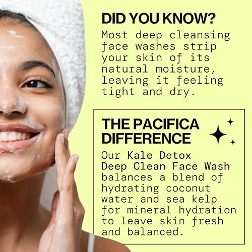 Image of Pacifica Kale Detox Face Wash for Oily & Acne-Prone Skin, Deep Cleansing Facial Cleanser & Makeup Remover with Super Greens Kale, Seaweed & Clay, 5 fl oz -Clean Beauty, Vegan & Cruelty-Free