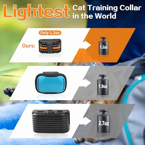 Tiniest-Cat-Shock-Collar-Lightest-Cat-Training-Collar-with-Remote-for-Small-Cats-5-15lbs-Medium-Large-CatsPuppies-Waterproof-Rechargeable-1300ft-Range-Orange