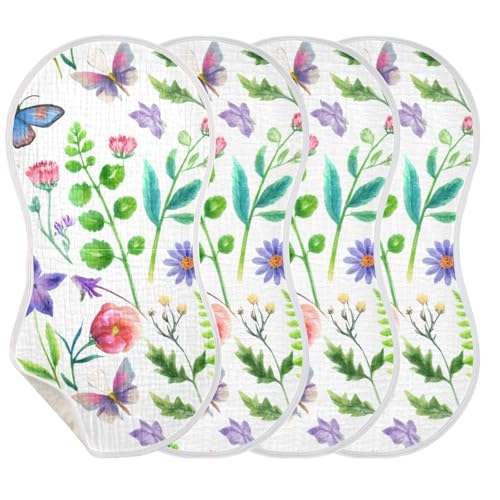 Floral Butterfiles White Burp Cloths for Babies Burp Rag Cotton Spit Up Rag for Babies Newborn3