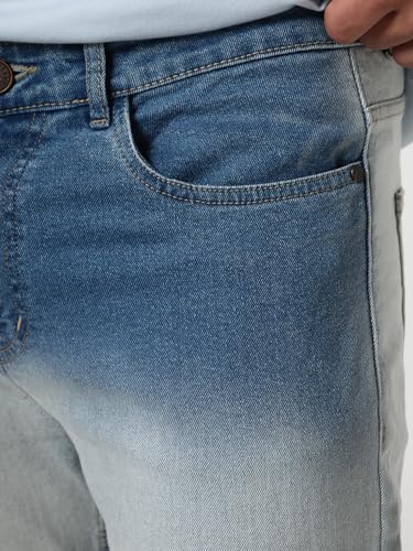 Image of Urbano Fashion Men's Straight Fit Heavy Washed Faded Denim Jeans Stretchable