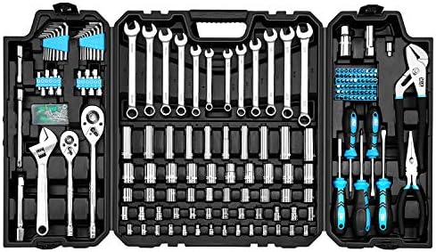 Prostormer 240-Piece Mechanics Tool Set, General Purpose Mixed Sockets and Wrenches Auto Repair Tool Kit with Plastic Storage Case