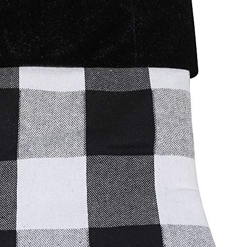 New Traditions Simplify Your Holiday Black and White Buffalo Check Plaid with Velour Cuff Christmas Decor (Stockings & Christmas Tree Skirt Bundle) - Thumbnail 4