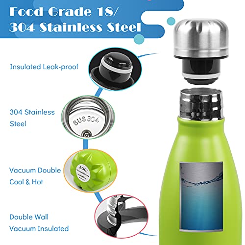 Image of BOGI 17oz Insulated Water Bottle Double Wall Vacuum Stainless Steel Water Bottles, Leak Proof Metal Sports Water Bottle Keeps Drink Hot and Cold - Perfect for Outdoor Sports Camping Biking (Green)