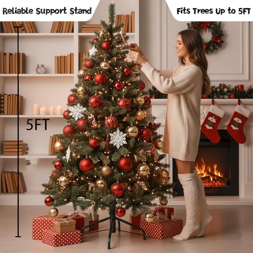 REFGY Heavy-Duty Folding Christmas Tree Stand, 15.7\'\' Metal Artificial Tree Holder, Replacement Base for 4-6 Ft Xmas Trees with 0.75\'\'-1.26\'\' Pole, Sturdy, Durable & Easy Assembly - Thumbnail 2