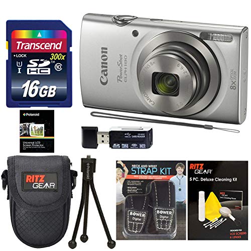 Canon Elph 180 Point and Shoot Camera (Silver) with Transcend 16GB, Camera Case