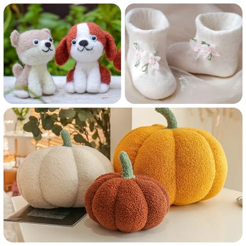 Image of 148 Pcs Needles Felting Tools, Professional Needle Felting Kit, 8 x 10 Inch Felting Pad with Needles Finger Guards Wooden Handle Scissor Bag for Beginner Professional DIY