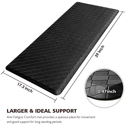 Image of HappyTrends Kitchen Mat Cushioned Anti-Fatigue Kitchen Rug,17.3 inchx39 inch,Thick Waterproof Non-Slip Kitchen Mats and Rugs Heavy Duty Ergonomic Comfort Rug for Kitchen,Floor,Office,Sink,Laundry,Black