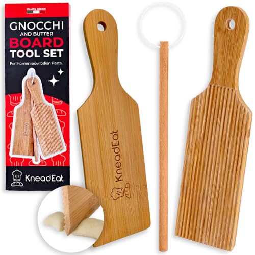 Set Per Ravioli E Gnocchi In Acciaio Inox - 3 Pezzi Con Mattarello E Stampo Con Manico In Legno - 4