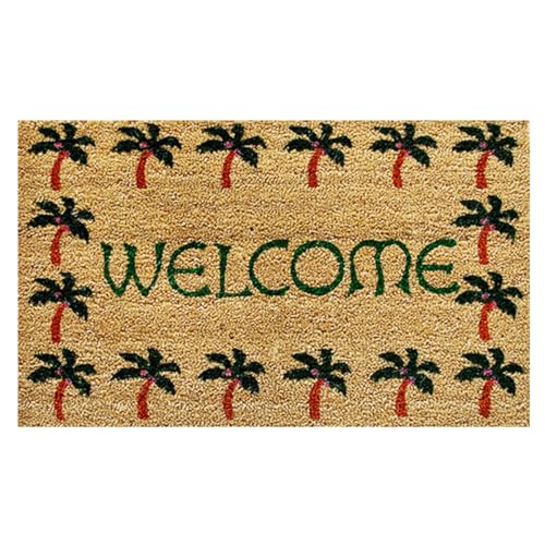 Calloway Mills 120401729 Palm Tree Border Welcome Doormat, 17' x 29', Multicolor
