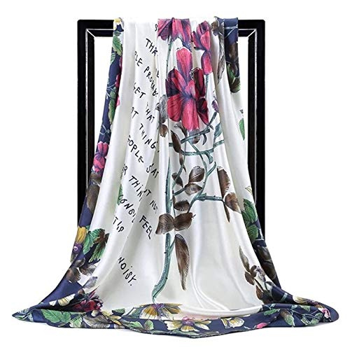 Bufanda de seda para mujer, pañuelos cuadrados con estampado para el cuello, bufandas cuadradas para oficina, chal para mujer, pañuelo, silenciador, bufandas para mujer, bufanda (12 90cmX90cm)