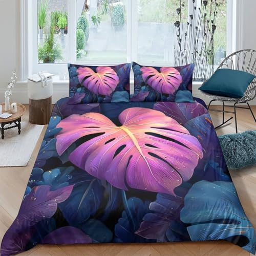 Housse de couette lavable en machine feuille tropicale 3D - 2