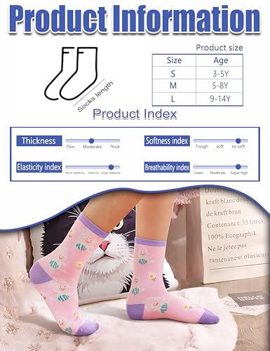 Image of Anlisim Girls Socks Cute Animal Pattern Cartoon Novelty Fashion Soft Cotton Socks 6 Pairs