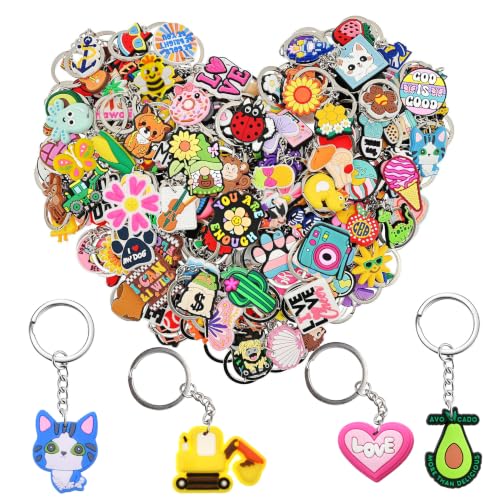 Papacharms Bulk Keychains 20pcs Random Different Keychain Lot Lovely Cool Key Chains for Student Prize Birthday Gift Party Favor