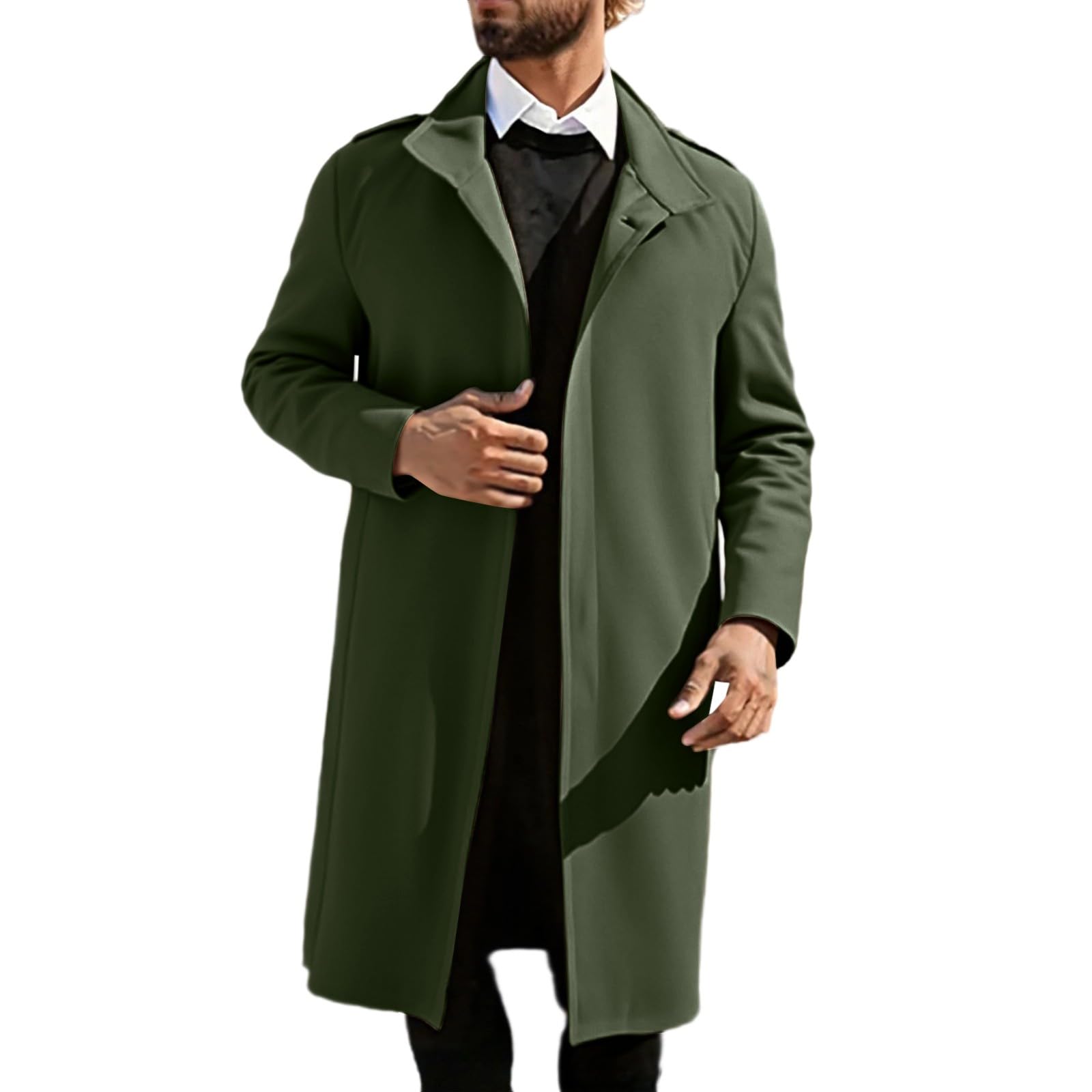 Wintermantel Herren Warm, Mantel Herren Wolle, Reverskragen Trenchcoat Übergang Gepolstert Trench Jacket Mit Taschen Klassischer Dufflecoat Mittellanger Mäntel Warmer Parka Overcoat